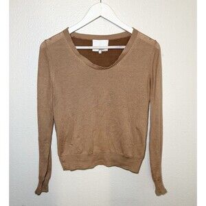 3.1 Phillip Lim Silk Cashmere Sweater Cropped Back Light Brown Small